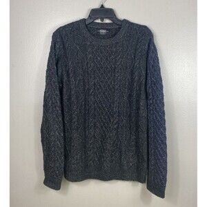 Pull & Bear Black Chunky Knit Pullover Cable Knit Sweater Sz Large